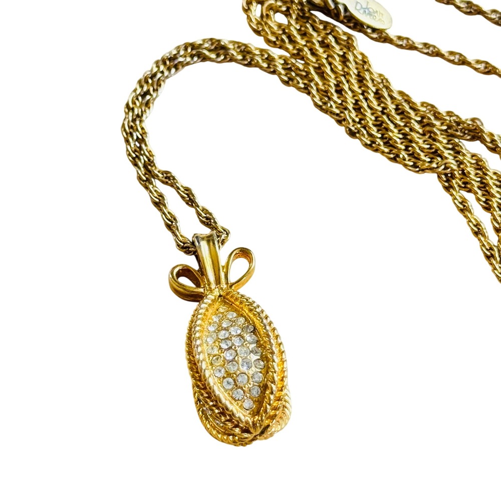 VTG Joan Rivers Classic Feast of St. Petersburg Crystal Pave Egg Necklace 27"